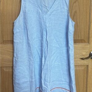 J Jill Love Linen Light Blue Sleeveless V-Neck Dress